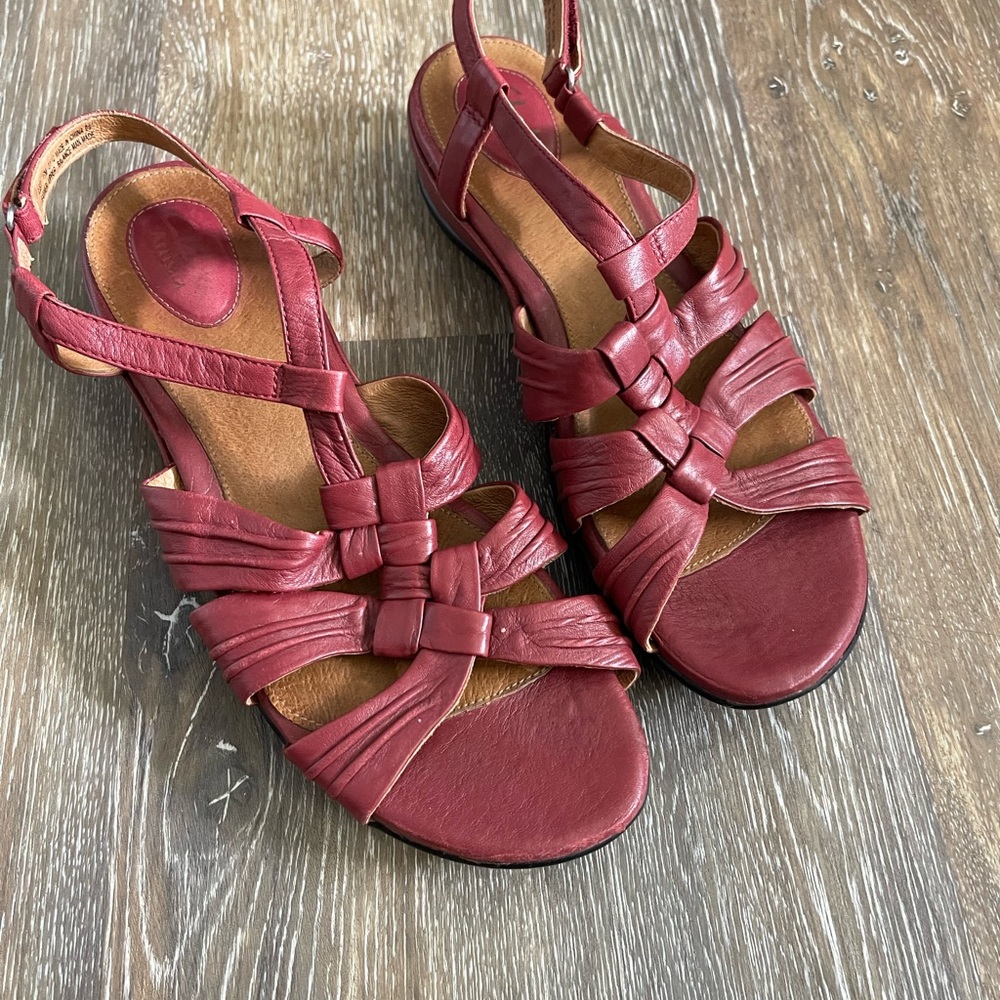 Women's Red Strappy Leather Sandals